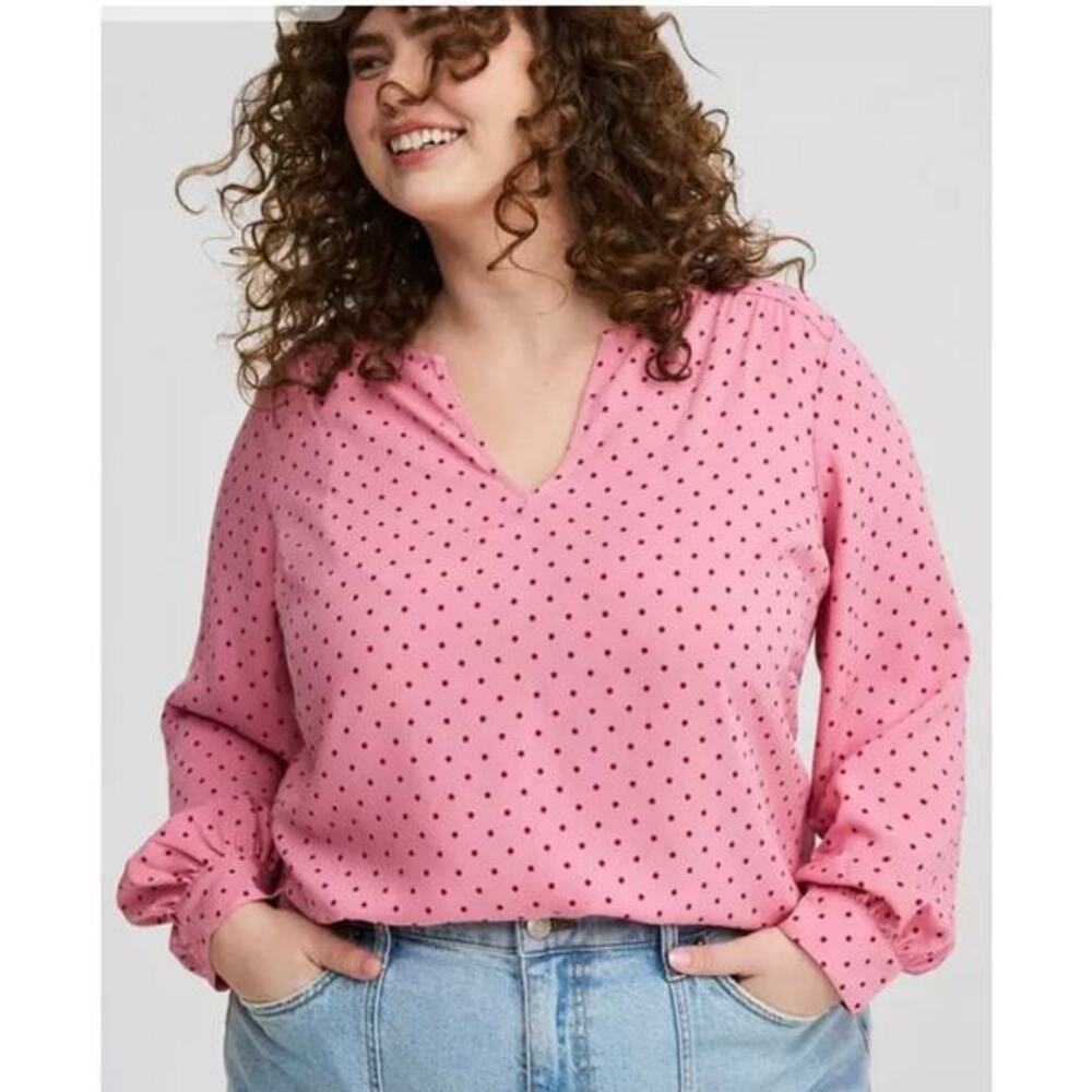 Torrid Harper Pullover Top Miranda Dot Wild Rose Pink Size 2X 18/20